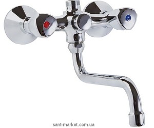 Смеситель двухвентильный для ванны с длинным изливом Kludi коллекция Standard хром 251210515