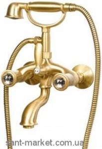 Смеситель двухвентильный со Сваровски с душем Fiore Margot Venere-Sky бронза 12Z61000