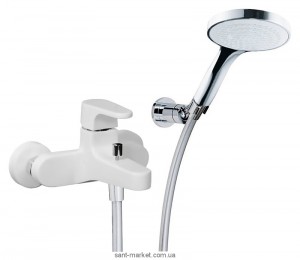 Смеситель однорычажный для ванны с душем TREEMME коллекция Cleo хром/белый 6300BC