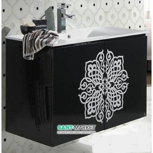 Тумба с раковиной Bretta Segura подвесная 80х45.5х52 черная GD0180WB + G3005001