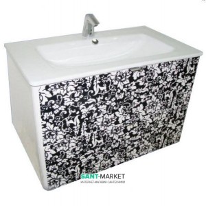 Тумба з раковиною Bretta Versa підвісна 80х45.5х52 біла з декором EG0180WD + G3005001