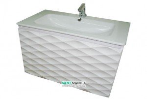 Тумба з раковиною Bretta Rubicon підвісна 100х45.5х52 біла PL01100W06 + 30030