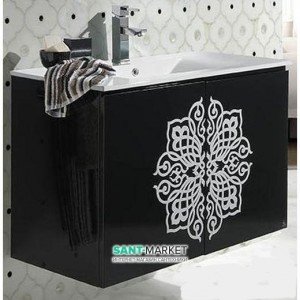 Тумба з раковиною Bretta Segura підвісна 80х45.5х52 чорна GD0180WB + G3005001