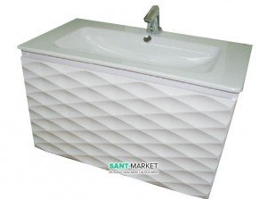 Тумба с раковиной Bretta Luna подвесная 80х45.5х52 белая PL0180W02 + 30050