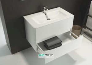 Тумба с раковиной Bretta Aragon подвесная белый 80х43.3х52 SM0160W + 10140