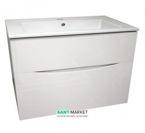 Тумба з раковиною Bretta Aragon підвісна 80х43.3х52 біла SM0180W + 10139