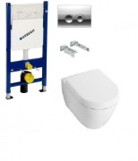 Унітаз підвісний Villeroy & Boch колекція Subway 2.0 56001001 + 9M68S101 + Комплект 3 в 1 Geberit Duofix 458.121.21.1