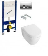 Унитаз подвесной Villeroy&Boch коллекция Subway 2.0 56001001+9M68S101 + Комплект 3 в 1 Geberit Duofix 458.121.21.1