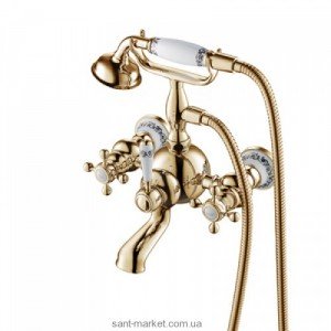 Змішувач двохвентильний для ванни з душем Kraus колекція Apollo золото KEF-16060G