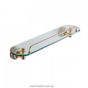 Поличка для ванної Kraus Apollo скляна з бортиком золото KEA-16545G