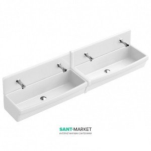 Раковина для ванної підвісна подвійна Villeroy & Boch колекція O.Novo біла 68200001