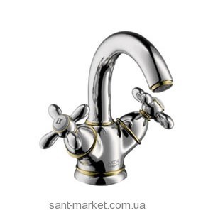 Змішувач для раковини двухвентильний з донним клапаном Hansgrohe Axor Carlton хром / золото 17030090