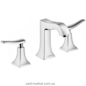 Змішувач для раковини Двохважеля з донним клапаном прихований Hansgrohe Metris Classic нікель 31073820