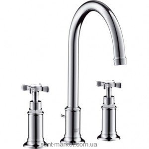 Смеситель для раковины двухвентильный с донным клапаном высокий Hansgrohe Axor Montreux хром 16513820