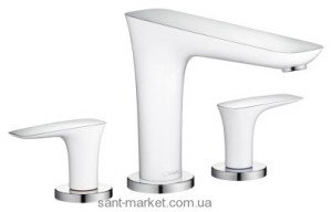 Змішувач для раковини Двохважеля прихований Hansgrohe колекція PuraVida хром / білий 15448400