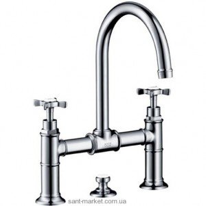 Смеситель для раковины двухвентильный с донным клапаном высокий Hansgrohe Axor Montreux никель 16510820