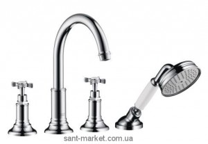 Смеситель двухвентильный на борт ванны с душем Hansgrohe коллекция Axor Montreux никель 16544820