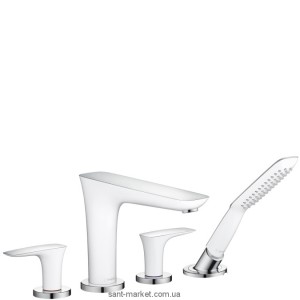 Смеситель двухвентильный на борт ванны с душем Hansgrohe коллекция PuraVida белый 15446400