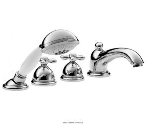 Смеситель с термостатом двухвентильный на борт ванны с душем Hansgrohe Axor Carlton хром 17466000