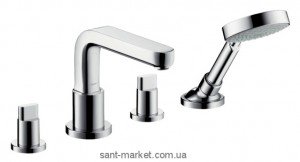 Змішувач двохвентильний на борт ванни з душем Hansgrohe колекція Axor Metris S хром 31447000