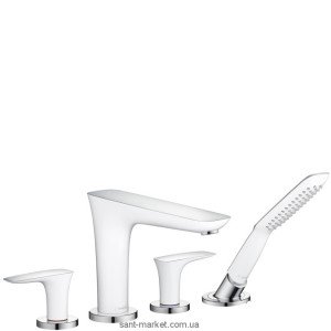 Змішувач двохвентильний на борт ванни з душем Hansgrohe колекція PuraVida білий 15446400