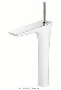 Змішувач для раковини з джойстиком з донним клапаном високий Hansgrohe PuraVida хром / білий 15066400