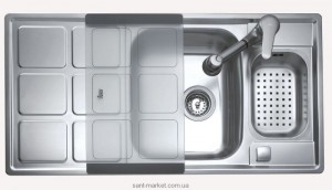 Мийка для кухні прямокутна Teka Cuadro 60 B 1.5 чаші обертається крило врізна нержавіюча сталь хром 30000766