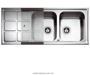 Мийка для кухні прямокутна Teka CUADRO 2B 1D 2 чаші обертається крило врізна нержавіюча сталь хром 12121001