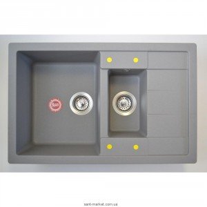 Мийка для кухні прямокутна TEKA ASTRAL 60 B-TG 1.5 чаші обертається крило врізна граніт сірий металік 88956