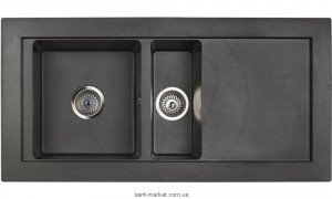 Мийка для кухні прямокутна TEKA AURA 60B TG 1.5 чаші обертається крило врізна граніт чорний металік 88564