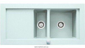 Мойка для кухни прямоугольная TEKA AURA 60B TG  1.5 чаши  оборачиваемое крыло  врезная  гранит  белая 88401