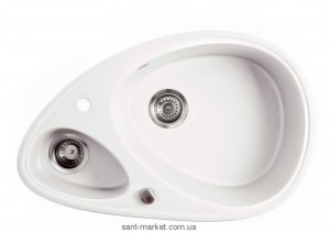 Мийка для кухні асиметрична Metalac X GRANIT Elipse 1.5 чаші врізна граніт біла 123264