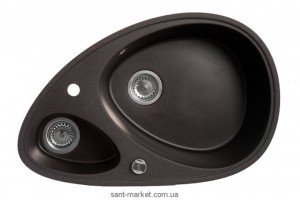 Мийка для кухні асиметрична Metalac X GRANIT Elipse 1.5 чаші врізна граніт чорна 113006
