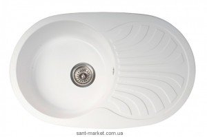 Мийка для кухні овальна Metalac X GRANIT VENERA PLUS крило опціонально врізна граніт біла 129064