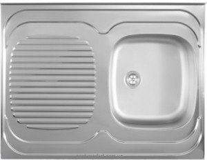 Мойка для кухни прямоугольная Metalac Standard D крыло слева  накладная  нержавеющая сталь  хром 135804