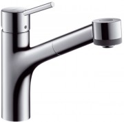 Смеситель для кухни с выдвижной лейкой Hansgrohe Talis S однорычажный сталь 32841800
