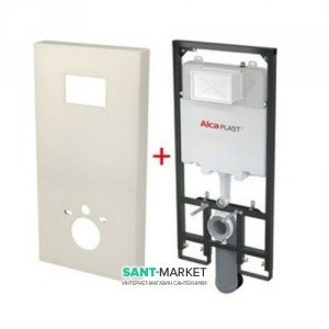 Система инсталляции для подвесного унитаза AlcaPlast Sadromodul Slim M1200 + белый короб Slimbox