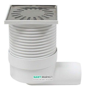 Cливной трап для душу AlcaPlast з регульованою висотою горизонтальний випуск 150х150 APV18