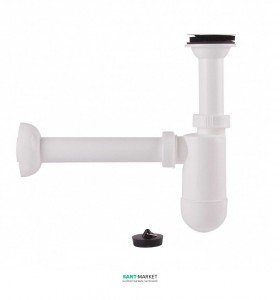 Сифон для умывальника Sanit пластмассовый с пробкой белый 31.001.00.0000