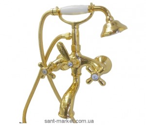 Змішувач двохвентильний для ванни з душем Fiore колекція Margot золото 26061000 Gold