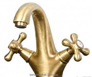 Змішувач для раковини двухвентильний з донним клапаном Fiore колекція Margot бронза 26062301 Old Bronze