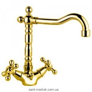 Змішувач для раковини двухвентильний з донним клапаном Fiore колекція Margot золото 26062501 Gold