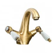 Змішувач для раковини Двохважеля з донним клапаном Fiore Margot Coloniale бронза 02062301 Old Bronze