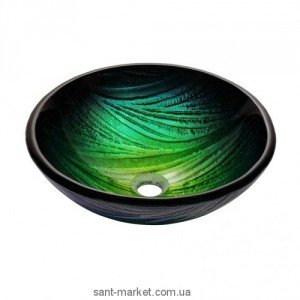 Раковина для ванної накладна Kraus зелено-бірюзова GV-391-19mm