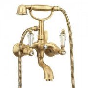 Змішувач двохвентильний зі Сваровські з душем Fiore Margot Coloniale бронза 02061000 Old Bronze