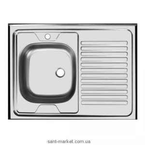 Мийка для кухні прямокутна Ukinox Standart є крило накладна нержавіюча сталь хром STM 800 600 4C