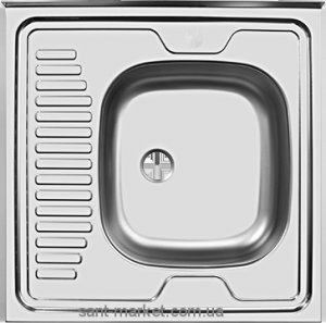 Мойка для кухни прямоугольная Ukinox Standart есть крыло  накладная  нержавеющая сталь  хром STM 600 500 _\GT 6C