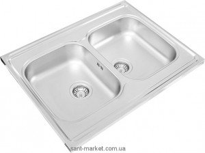 Мийка для кухні прямокутна Ukinox Standart 2 чаші накладна нержавіюча сталь хром STM 800 600 .20 GT 6C