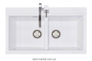 Мийка для кухні прямокутна Telma Kinga LX8620 MQ 2 чаші врізна граніт біла LX8620