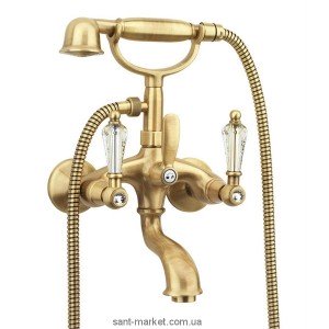 Змішувач двохвентильний зі Сваровські з душем Fiore Margot Gioielli-Sky бронза 09061000 Old Bronze